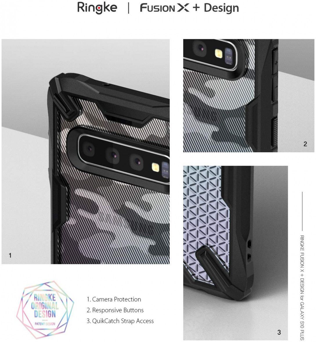 Ringke Fusion X Samsung Galaxy S10 Plus Hoesje Hexagon Zwart afbeelding 9