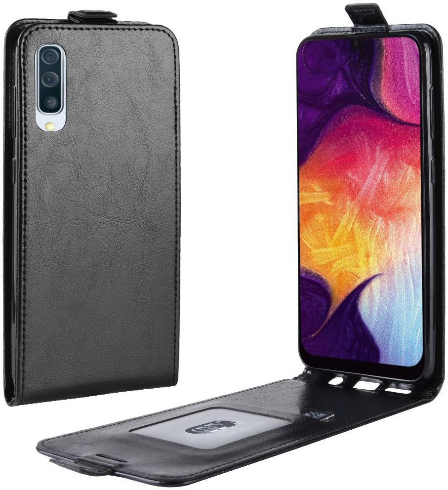 Samsung Galaxy A50 Hoesje Verticale Flipcase Zwart afbeelding 1