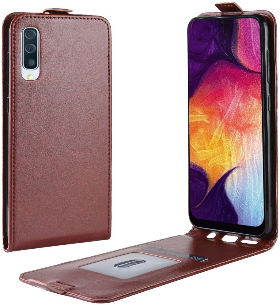 Samsung Galaxy A50 Hoesje Verticale Flipcase Bruin afbeelding 1