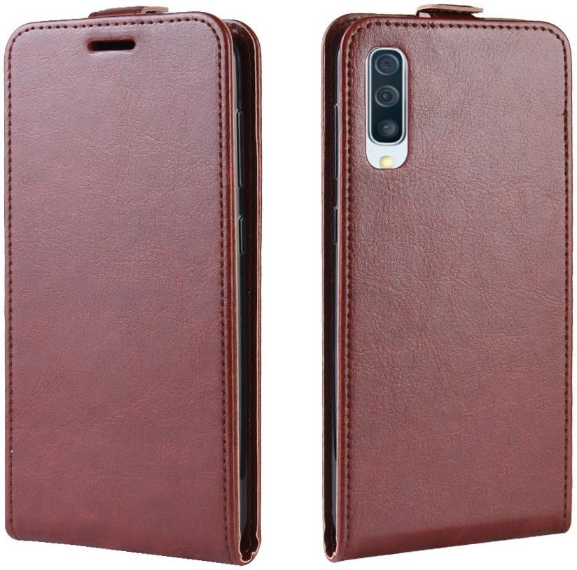 Samsung Galaxy A50 Hoesje Verticale Flipcase Bruin afbeelding 2