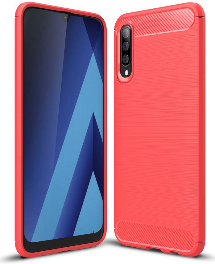 Samsung Galaxy A50 Hoesje Geborsteld TPU Rood afbeelding 1
