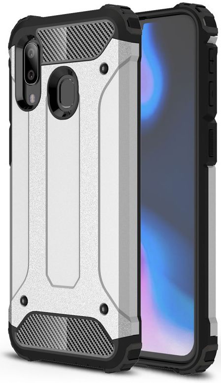 Samsung Galaxy A40 Hoesje Shock Proof Hybride Back Cover Zilver afbeelding 1
