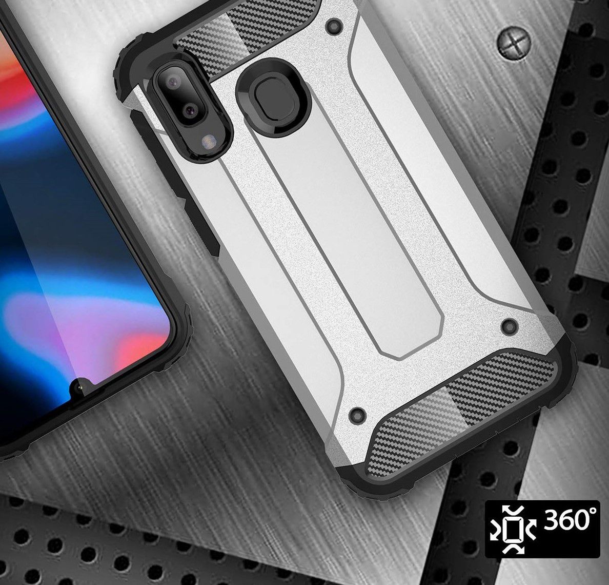 Samsung Galaxy A40 Hoesje Shock Proof Hybride Back Cover Blauw afbeelding 4