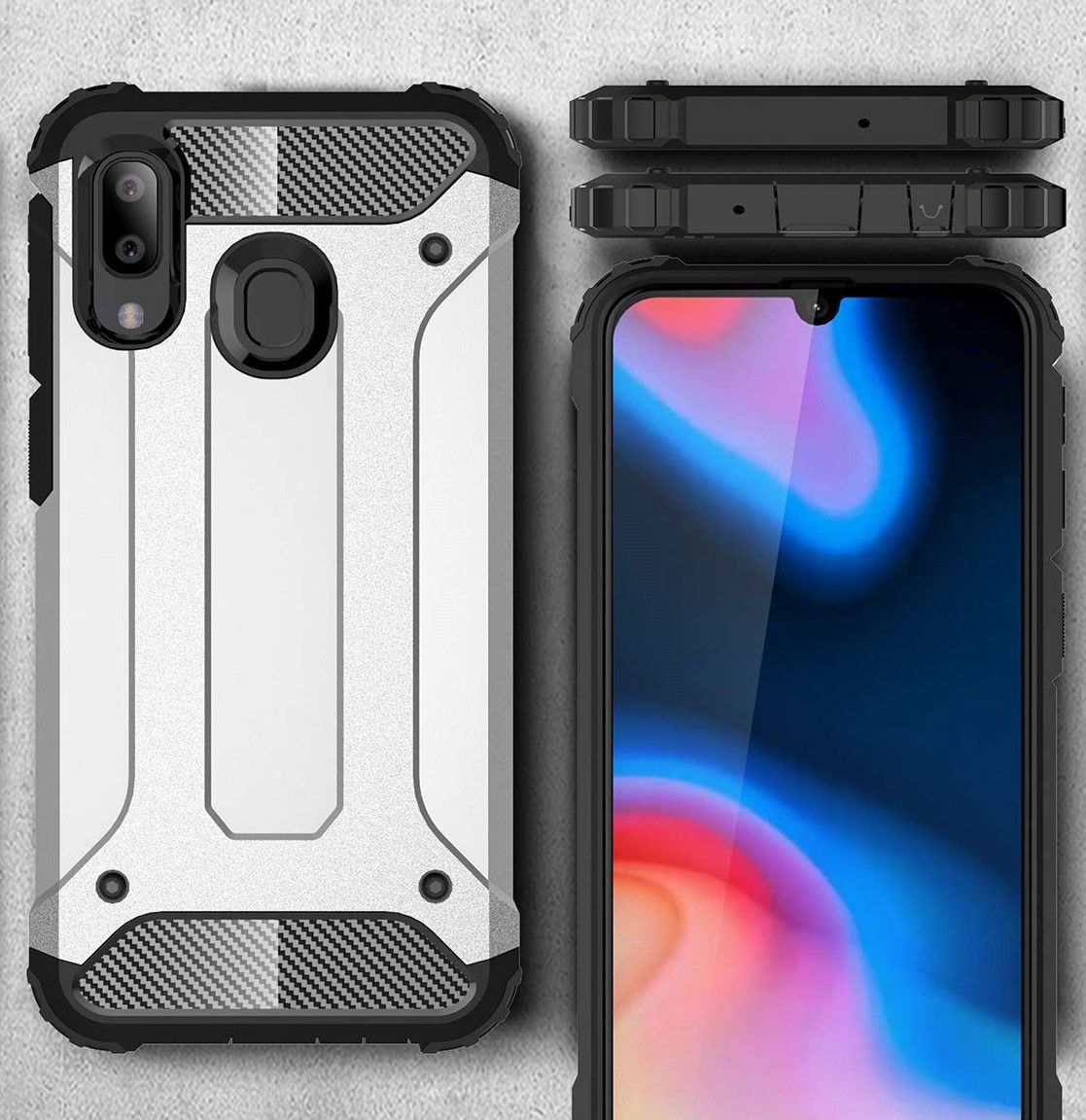 Samsung Galaxy A40 Hoesje Shock Proof Hybride Back Cover Blauw afbeelding 7