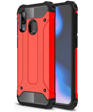 Samsung Galaxy A40 Hoesje Shock Proof Hybride Back Cover Rood Hoesjes