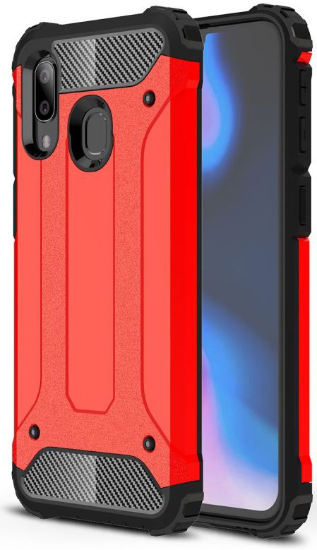 Samsung Galaxy A40 Hoesje Shock Proof Hybride Back Cover Rood afbeelding 1