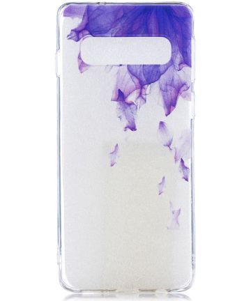 Samsung Galaxy S10 TPU Hoesje met Print Purple Flower Hoesjes