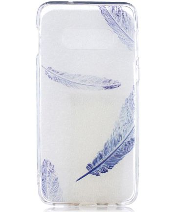 Samsung Galaxy S10E TPU Hoesje met Print Blue Feathers Hoesjes