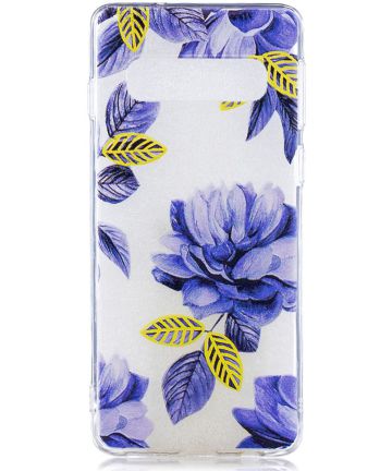 Samsung Galaxy S10 TPU Hoesje met Print Purple Flowers Hoesjes