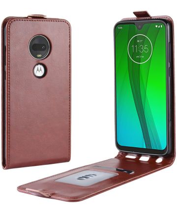 Motorola Moto G7 / G7 Plus Verticale Flipcase Bruin Hoesjes