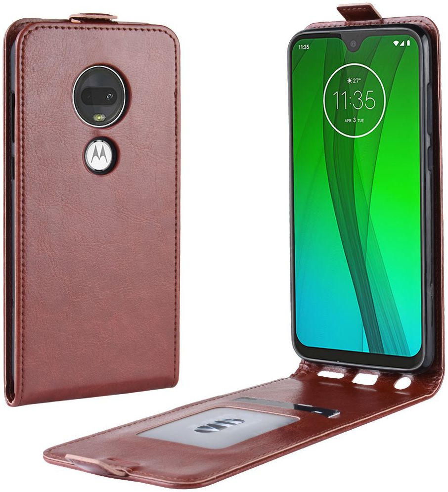 Motorola Moto G7 / G7 Plus Verticale Flipcase Bruin afbeelding 1