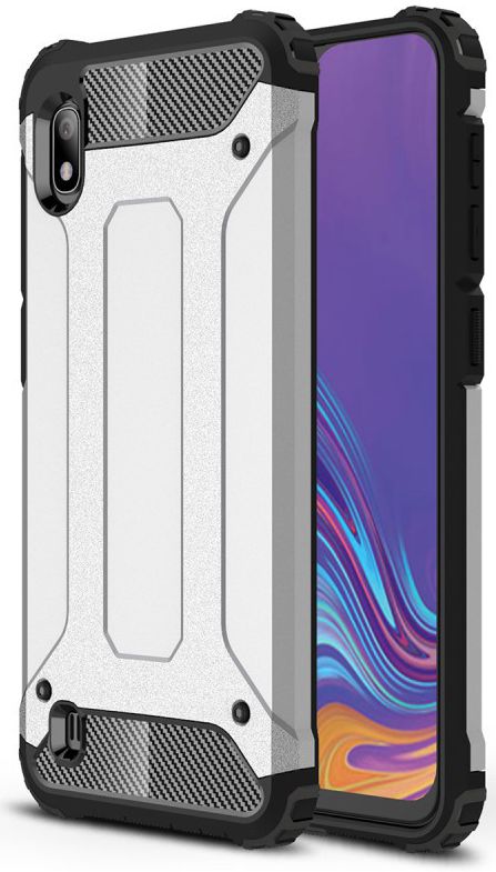 Samsung Galaxy A10 Hoesje Shock Proof Hybride Back Cover Zilver afbeelding 1