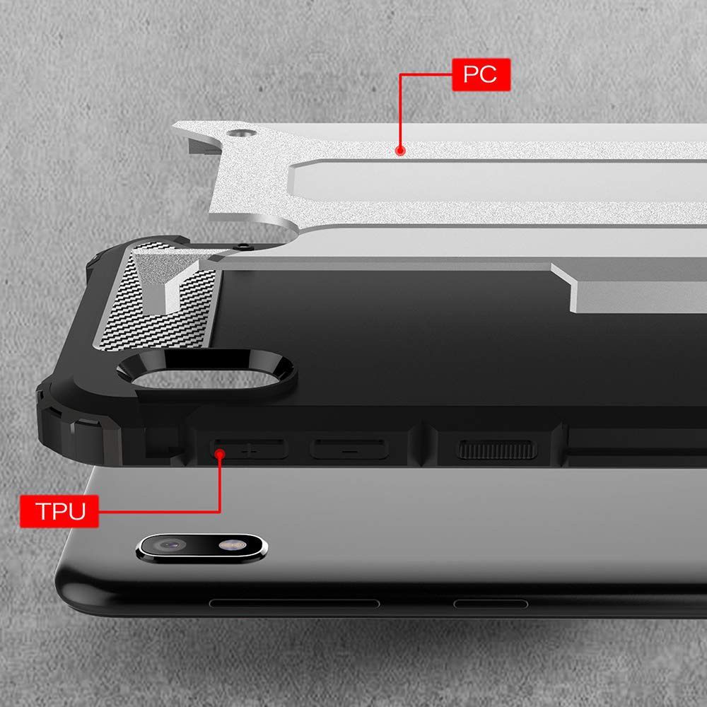 Samsung Galaxy A10 Hoesje Shock Proof Hybride Back Cover Zilver afbeelding 2