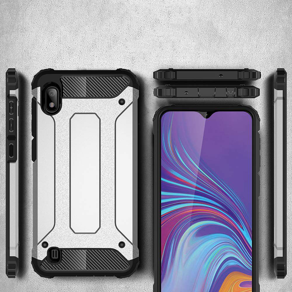 Samsung Galaxy A10 Hoesje Shock Proof Hybride Back Cover Zilver afbeelding 6
