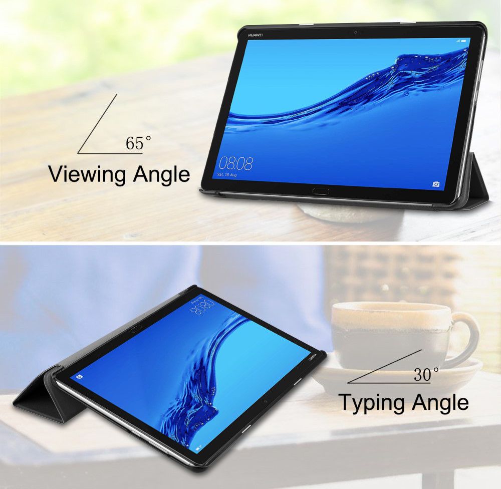 Huawei MediaPad M5 Lite Tri-Fold Book Cover Zwart afbeelding 6