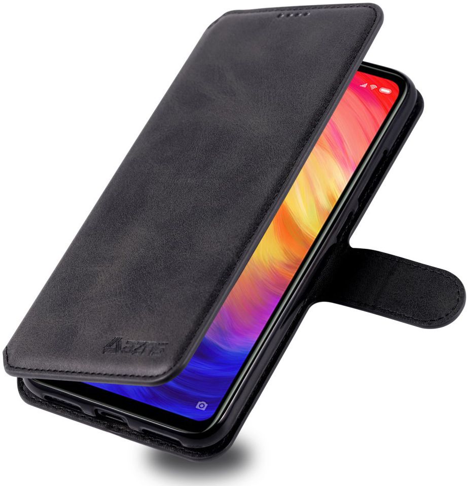 AZNS Xiaomi Redmi Note 7 Leren Stand Portemonnee Hoesje Zwart afbeelding 1