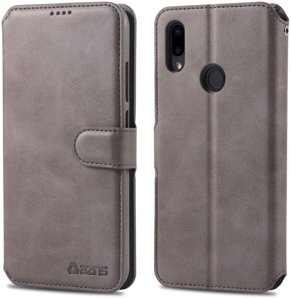 AZNS Xiaomi Redmi Note 7 Leren Stand Portemonnee Hoesje Grijs afbeelding 3