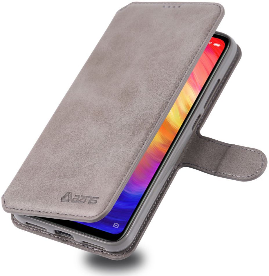 AZNS Xiaomi Redmi Note 7 Leren Stand Portemonnee Hoesje Grijs afbeelding 1