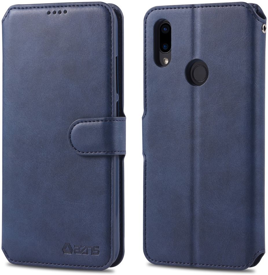 AZNS Xiaomi Redmi Note 7 Leren Stand Portemonnee Hoesje Blauw afbeelding 3