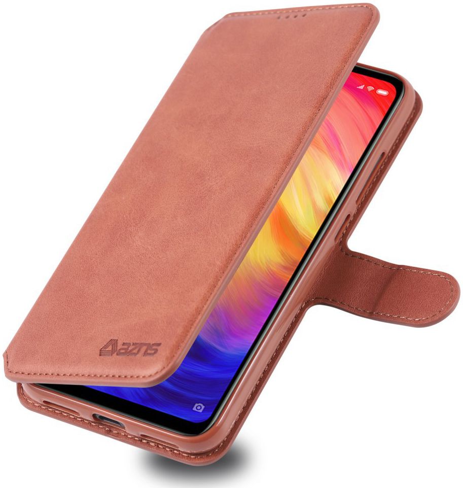AZNS Xiaomi Redmi Note 7 Leren Stand Portemonnee Hoesje Bruin afbeelding 1