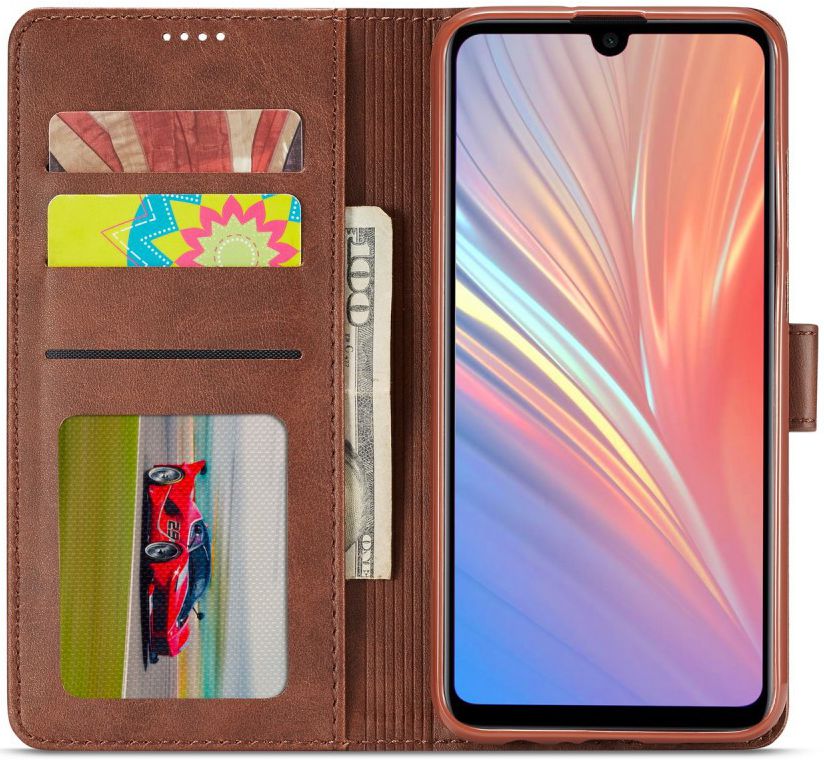 Huawei P Smart (2019) Hoesje Wallet Book Case Kunst Leer Coffee afbeelding 1
