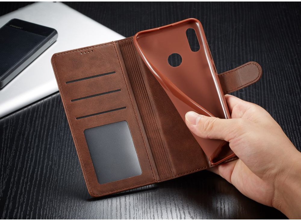 Huawei P Smart (2019) Hoesje Wallet Book Case Kunst Leer Coffee afbeelding 13