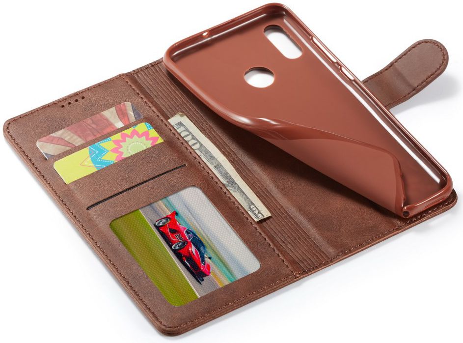 Huawei P Smart (2019) Hoesje Wallet Book Case Kunst Leer Coffee afbeelding 5