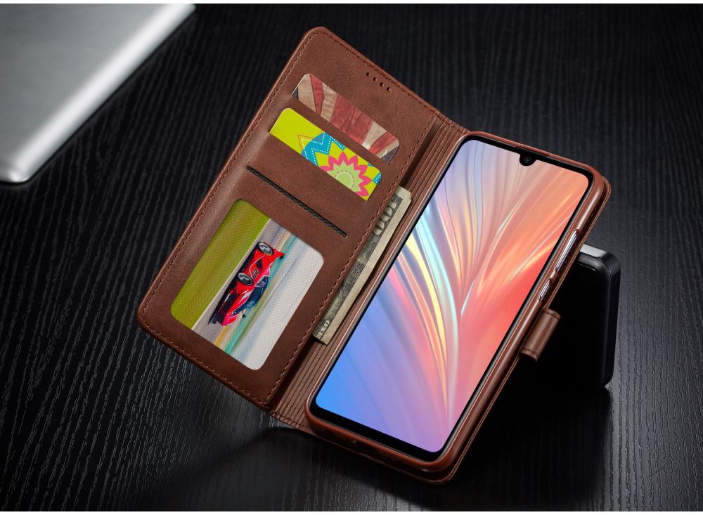 Huawei P Smart (2019) Hoesje Wallet Book Case Kunst Leer Coffee afbeelding 10