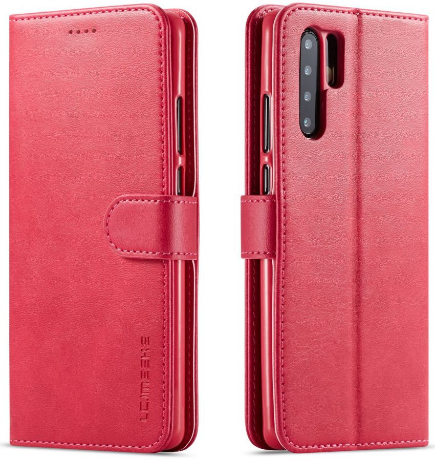 Huawei P30 Pro Book Case Portemonnee Hoesje met Magneetsluiting Rood afbeelding 2
