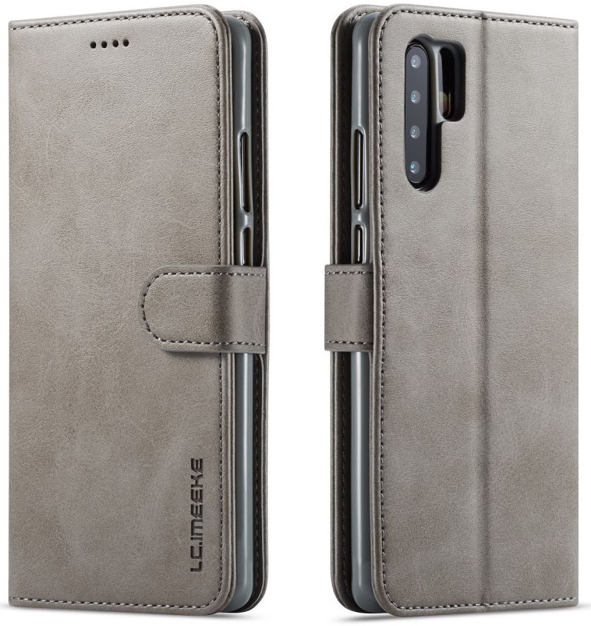 Huawei P30 Pro Book Case Portemonnee Hoesje met Magneetsluiting Grijs afbeelding 2