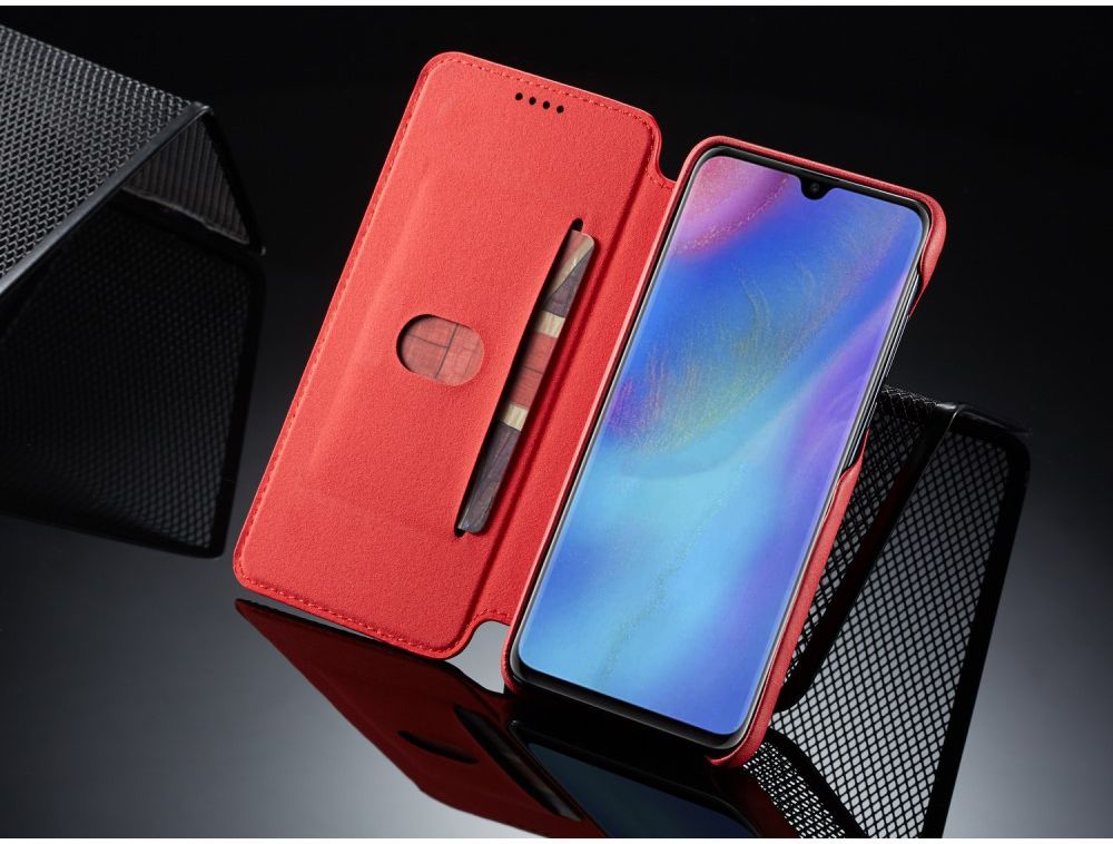 Huawei P30 Lite Portemonnee Bookcase Hoesje met Kaarthouder Rood afbeelding 6
