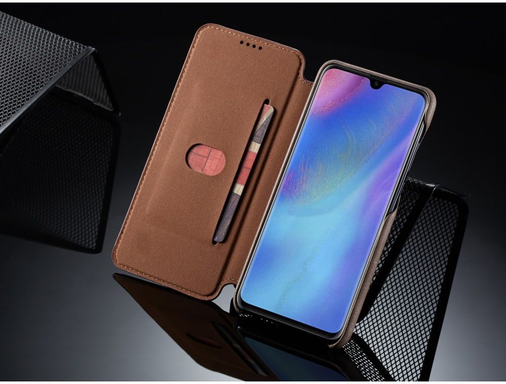 Huawei P30 Lite Portemonnee Bookcase Hoesje met Kaarthouder Coffee afbeelding 5