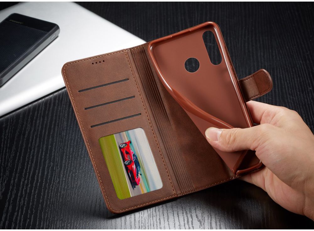 Huawei P30 Lite Portemonnee Bookcase Hoesje Magneet Sluiting Coffee afbeelding 12