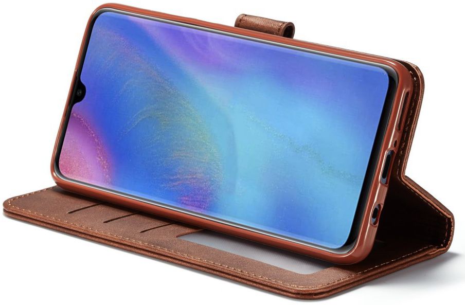 Huawei P30 Lite Portemonnee Bookcase Hoesje Magneet Sluiting Coffee afbeelding 15