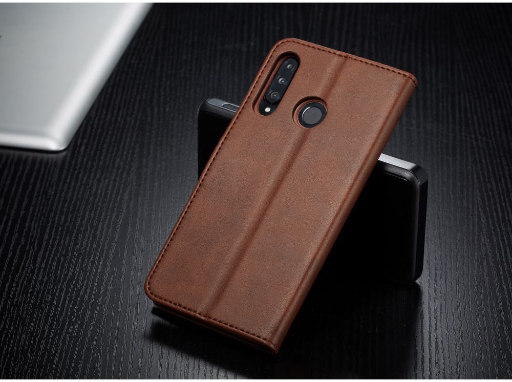 Huawei P30 Lite Portemonnee Bookcase Hoesje Magneet Sluiting Coffee afbeelding 7