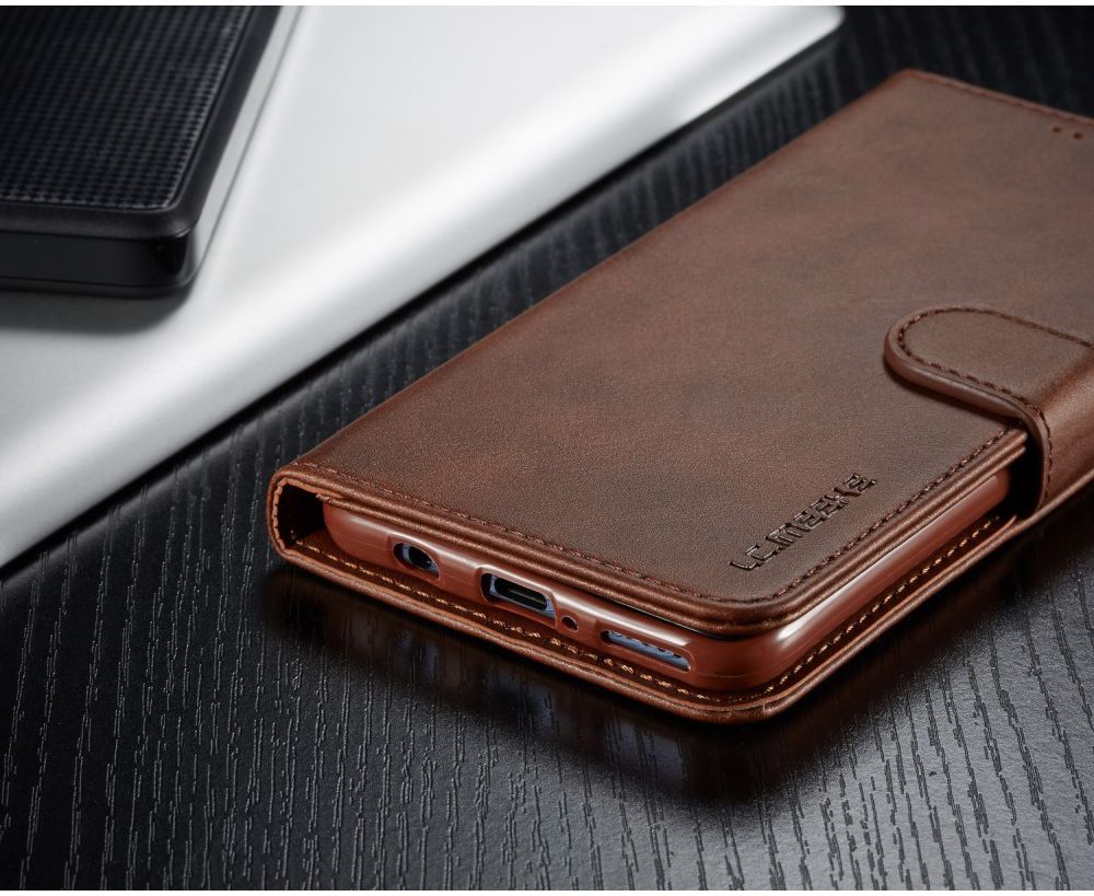 Huawei P30 Lite Portemonnee Bookcase Hoesje Magneet Sluiting Coffee afbeelding 10