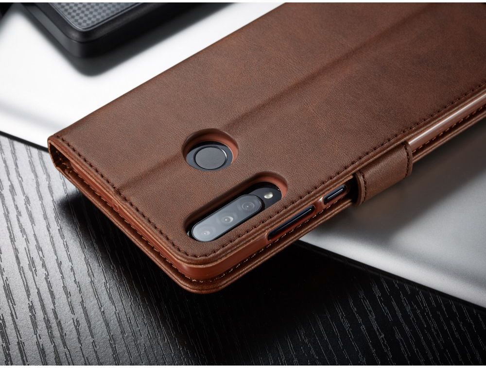 Huawei P30 Lite Portemonnee Bookcase Hoesje Magneet Sluiting Coffee afbeelding 11