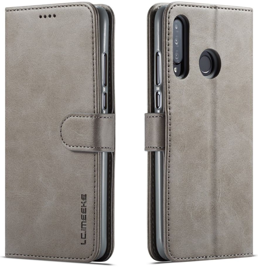 Huawei P30 Lite Portemonnee Bookcase Hoesje Magneet Sluiting Grijs afbeelding 4