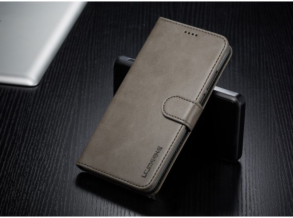 Huawei P30 Lite Portemonnee Bookcase Hoesje Magneet Sluiting Grijs afbeelding 5