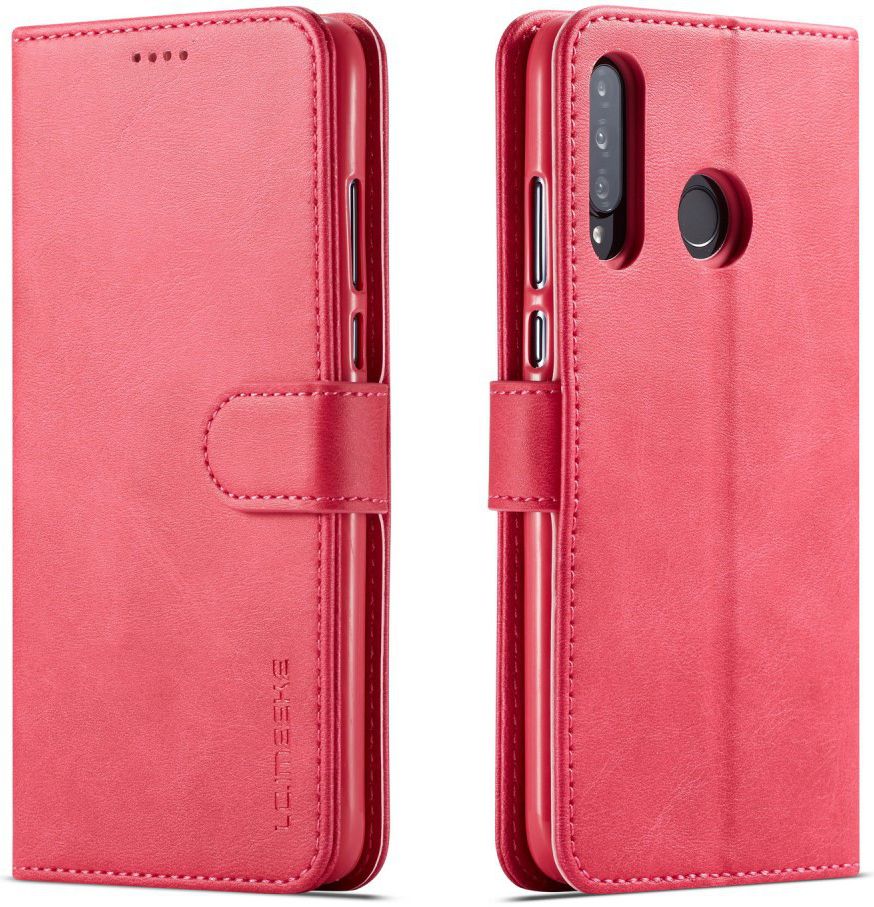 Huawei P30 Lite Portemonnee Bookcase Hoesje Magneet Sluiting Rood afbeelding 4