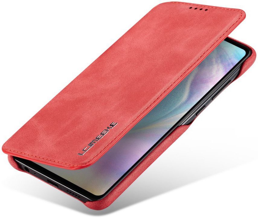 Huawei P30 Retro Style Kaarthouder Bookcase Hoesje Rood afbeelding 1