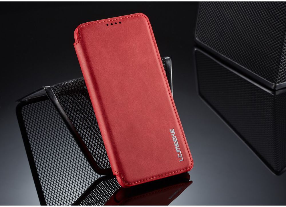 Huawei P30 Retro Style Kaarthouder Bookcase Hoesje Rood afbeelding 8