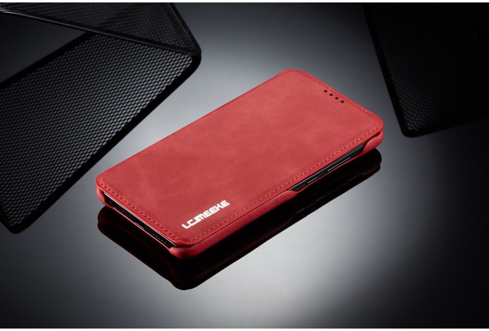 Huawei P30 Retro Style Kaarthouder Bookcase Hoesje Rood afbeelding 10