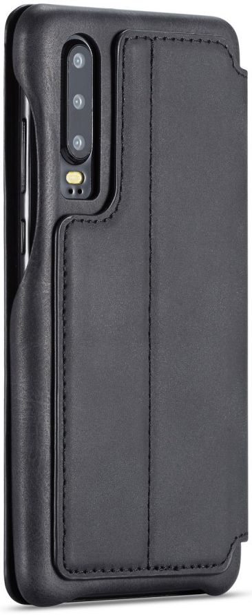 Huawei P30 Retro Style Kaarthouder Bookcase Hoesje Zwart afbeelding 9