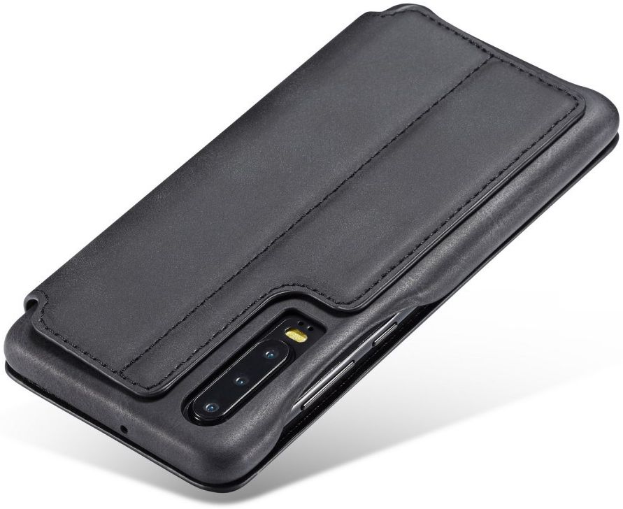 Huawei P30 Retro Style Kaarthouder Bookcase Hoesje Zwart afbeelding 4