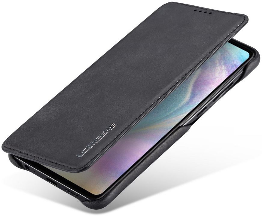 Huawei P30 Retro Style Kaarthouder Bookcase Hoesje Zwart afbeelding 1