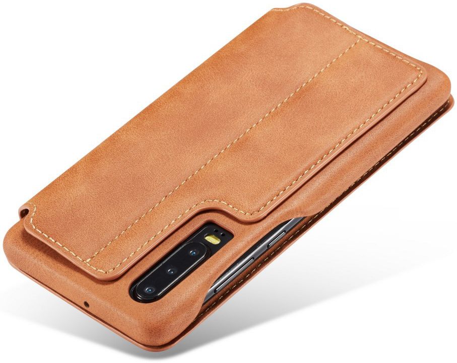 Huawei P30 Retro Style Kaarthouder Bookcase Hoesje Bruin afbeelding 5