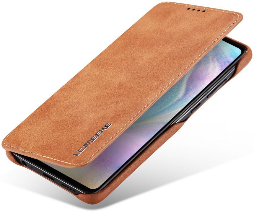 Huawei P30 Retro Style Kaarthouder Bookcase Hoesje Bruin afbeelding 1
