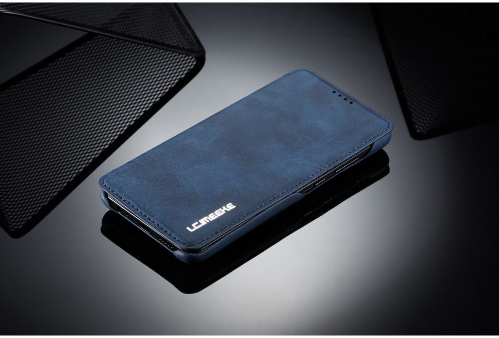 Huawei P30 Retro Style Kaarthouder Bookcase Hoesje Blauw afbeelding 11