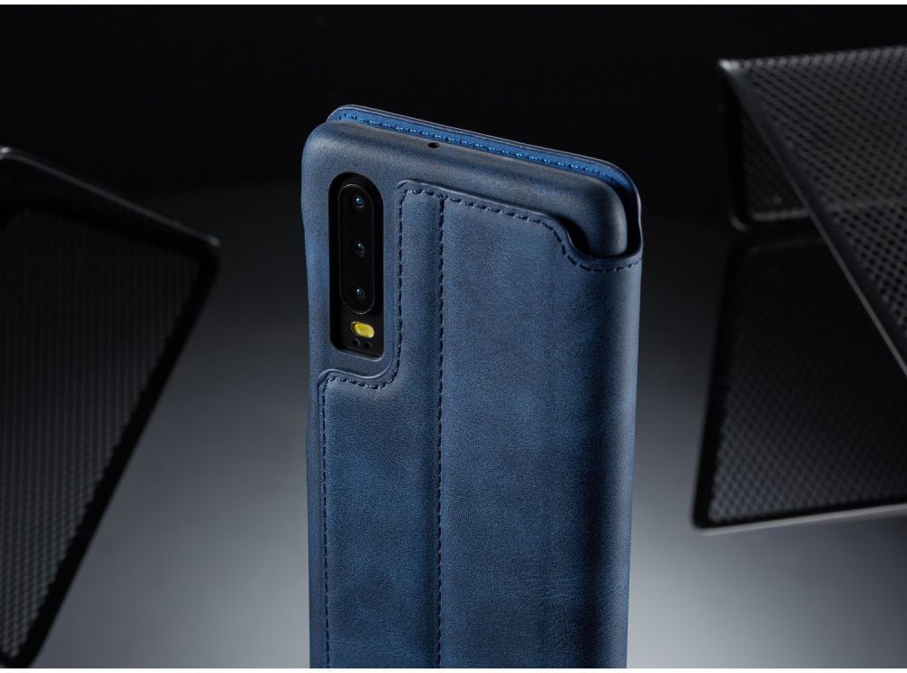 Huawei P30 Retro Style Kaarthouder Bookcase Hoesje Blauw afbeelding 14